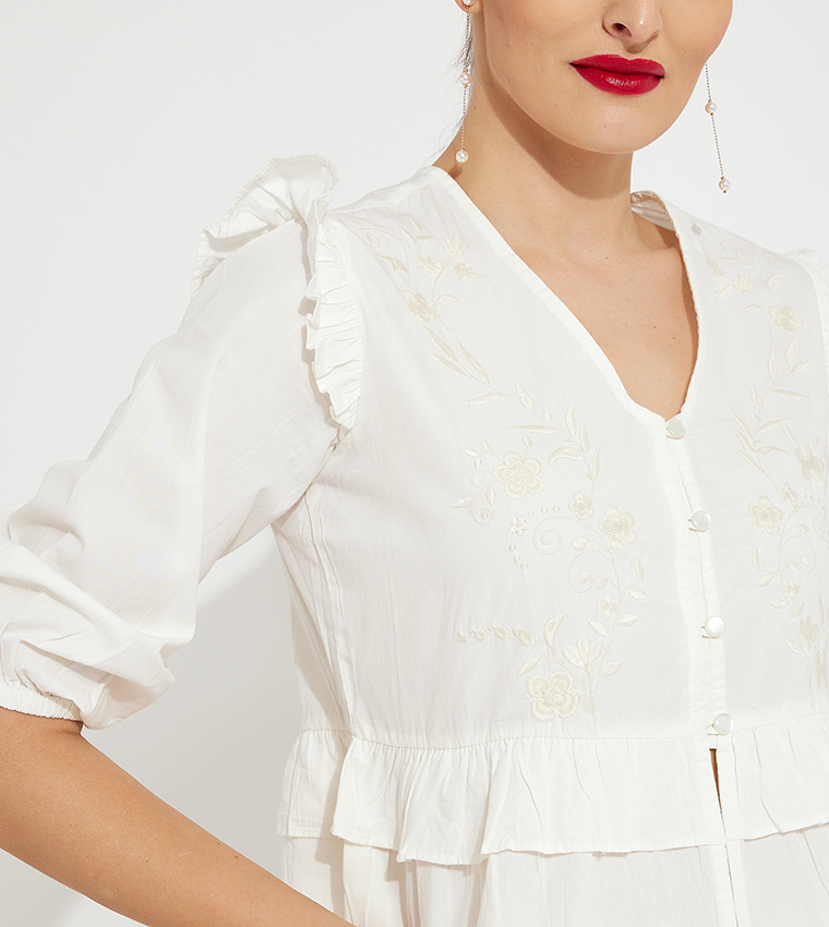 توب منسوج مطرز ايرو للبنات