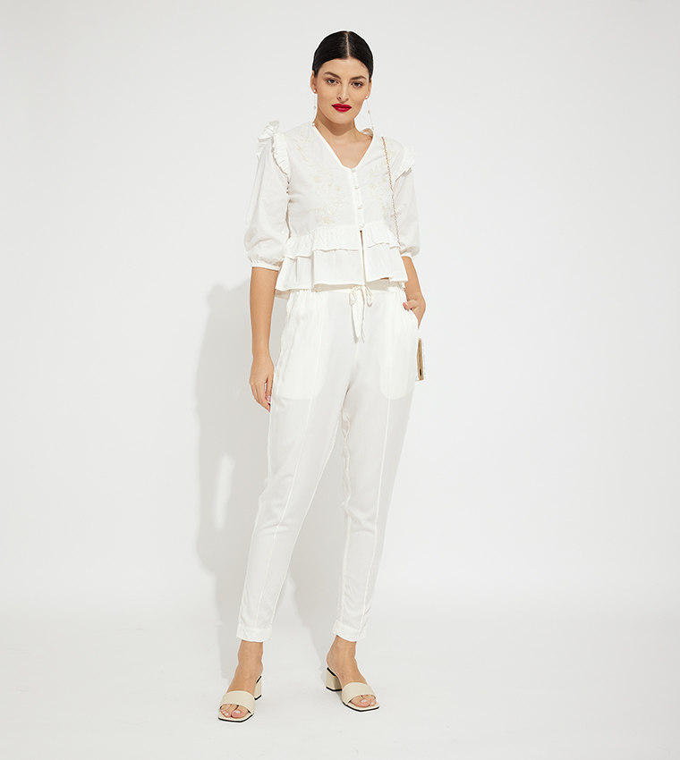 توب منسوج مطرز ايرو للبنات