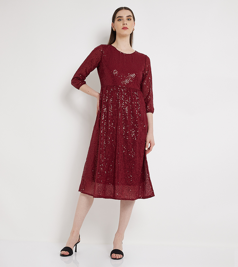 aero midi dress red Buy Aeropostale Aero Women Sequined Midi Dress In Red