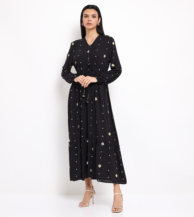 aero midi dress White Embroidered Tie-Strap A-Line Midi Dress | Womens | X-Small | 100% Polyester