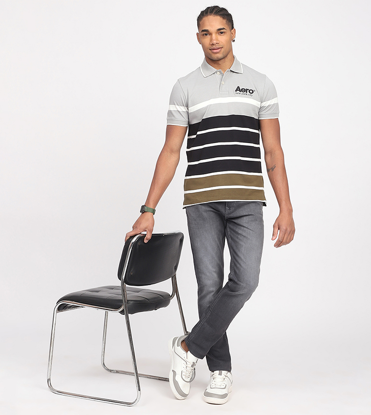 Aero Men's Color Block Polo T-Shirt