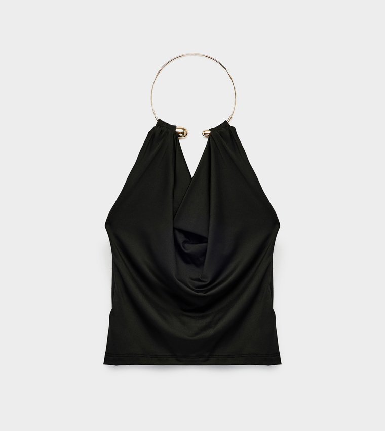 Solid Cowl Neck Sleeveless Top