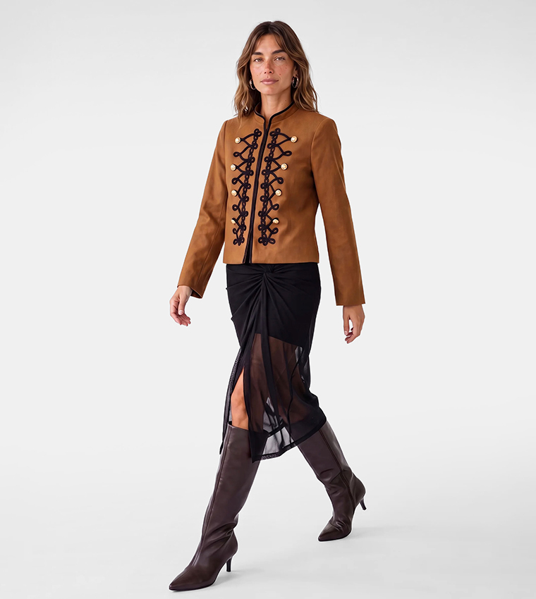 Solid Wrap Midi Skirt