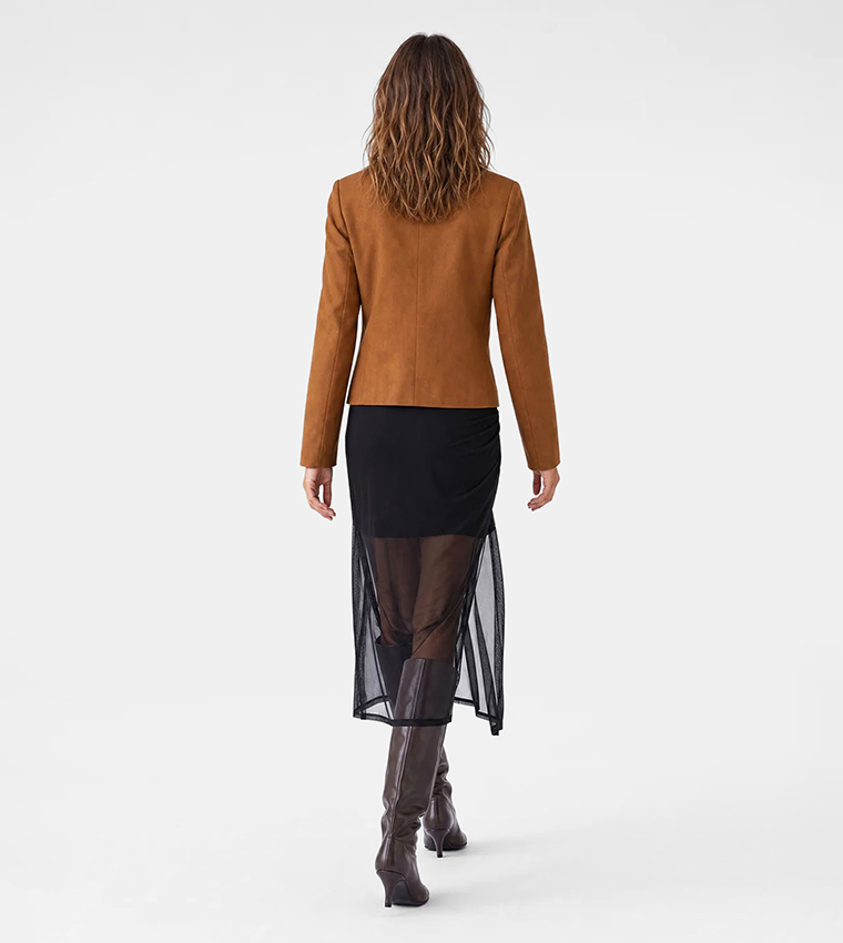 Solid Wrap Midi Skirt