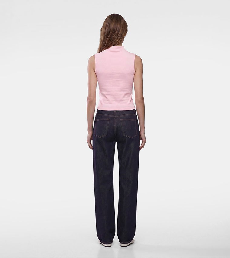 Solid High Neck Cropped Top
