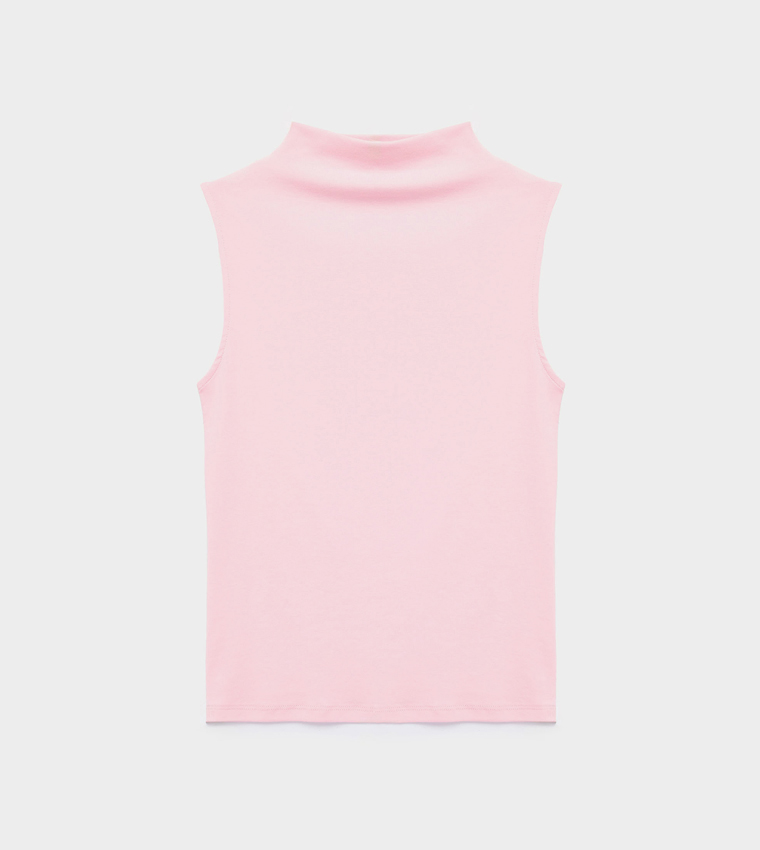 Solid High Neck Cropped Top