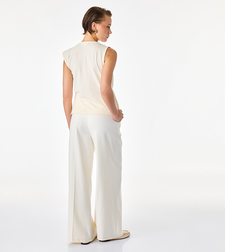 Solid Asymmetric Draped Sleeveless Top