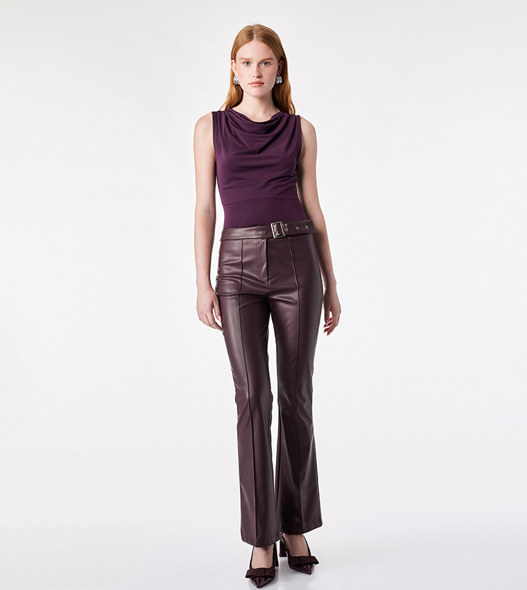Solid Cowl Neck Sleeveless Top