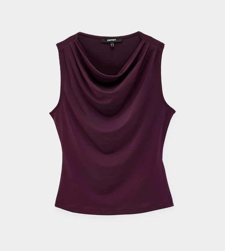 Solid Cowl Neck Sleeveless Top