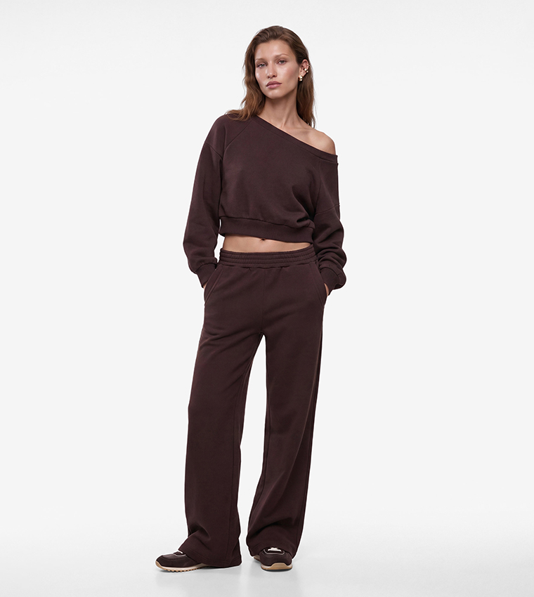 Solid Off Shoulder Oversized Sweatshirt