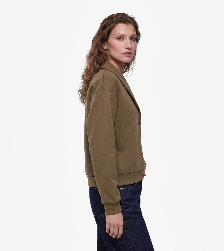 Solid V-Neck Sweatshirt