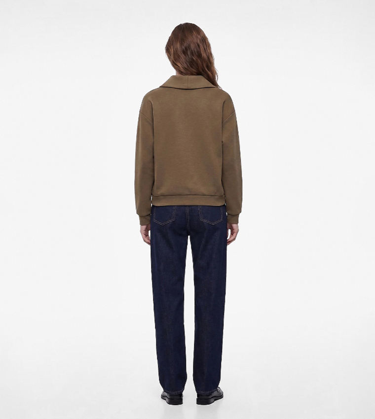 Solid V-Neck Sweatshirt