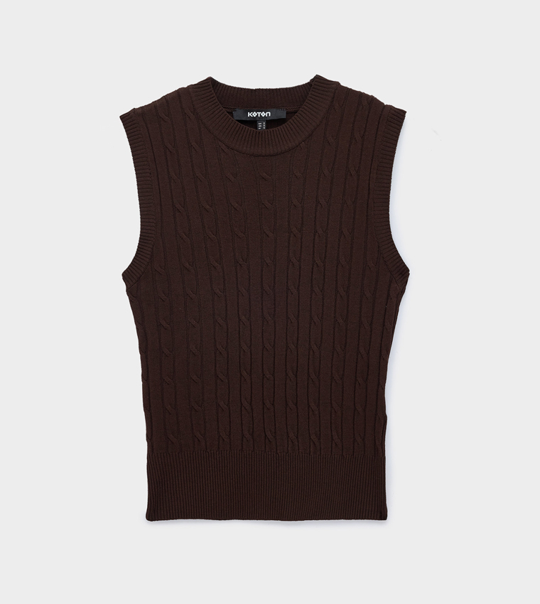 Cable Knit Crew Neck Sweater Vest
