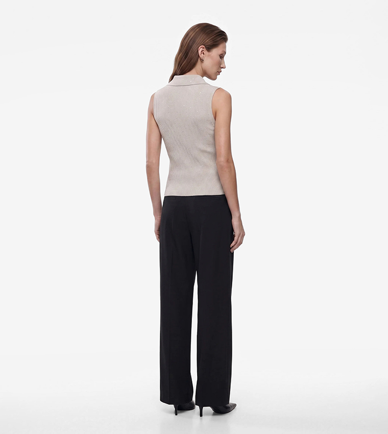 كوتون  توبات بلا أكمام  - بيج Sleeveless Tops