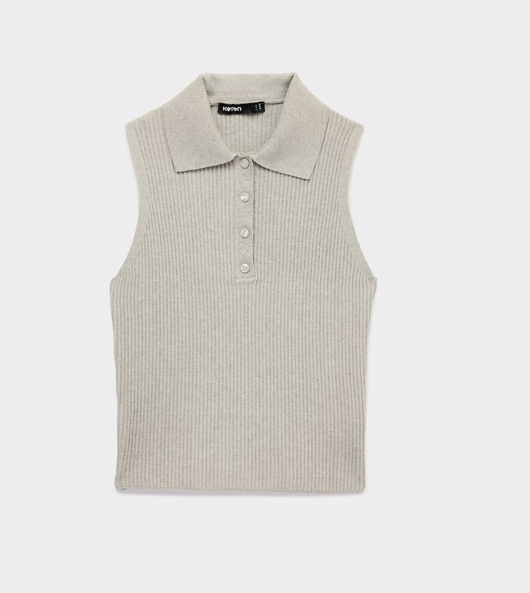 كوتون  توبات بلا أكمام  - بيج Sleeveless Tops