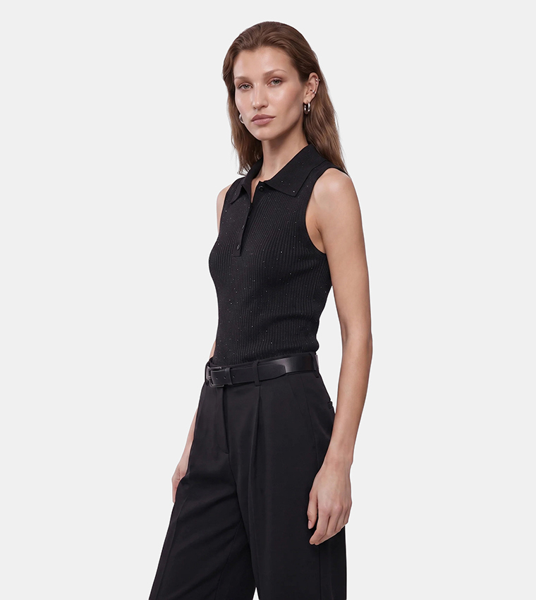 كوتون  توبات بلا أكمام  - أسود Sleeveless Tops