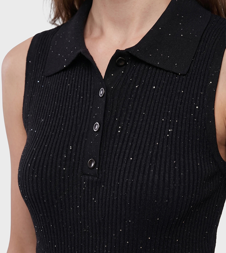 كوتون  توبات بلا أكمام  - أسود Sleeveless Tops