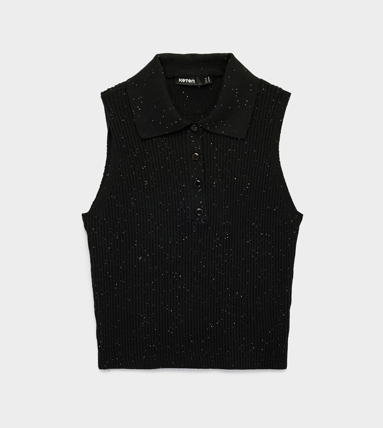 كوتون  توبات بلا أكمام  - أسود Sleeveless Tops
