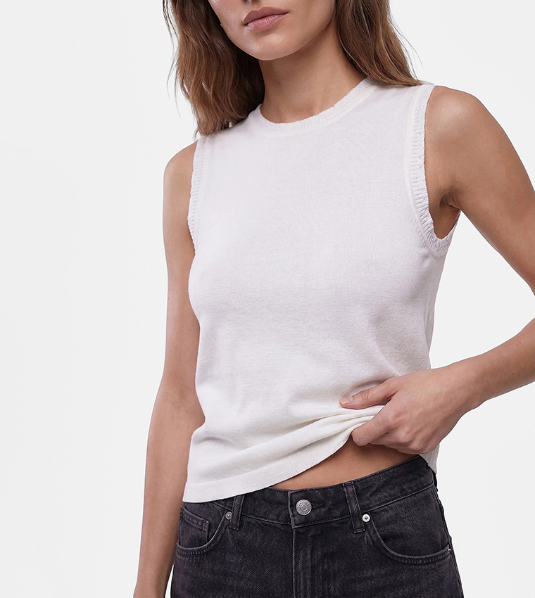 Koton  Sleeveless Tops - White Sleeveless Tops