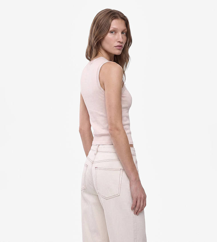 كوتون  توبات بلا أكمام  - وردي Sleeveless Tops