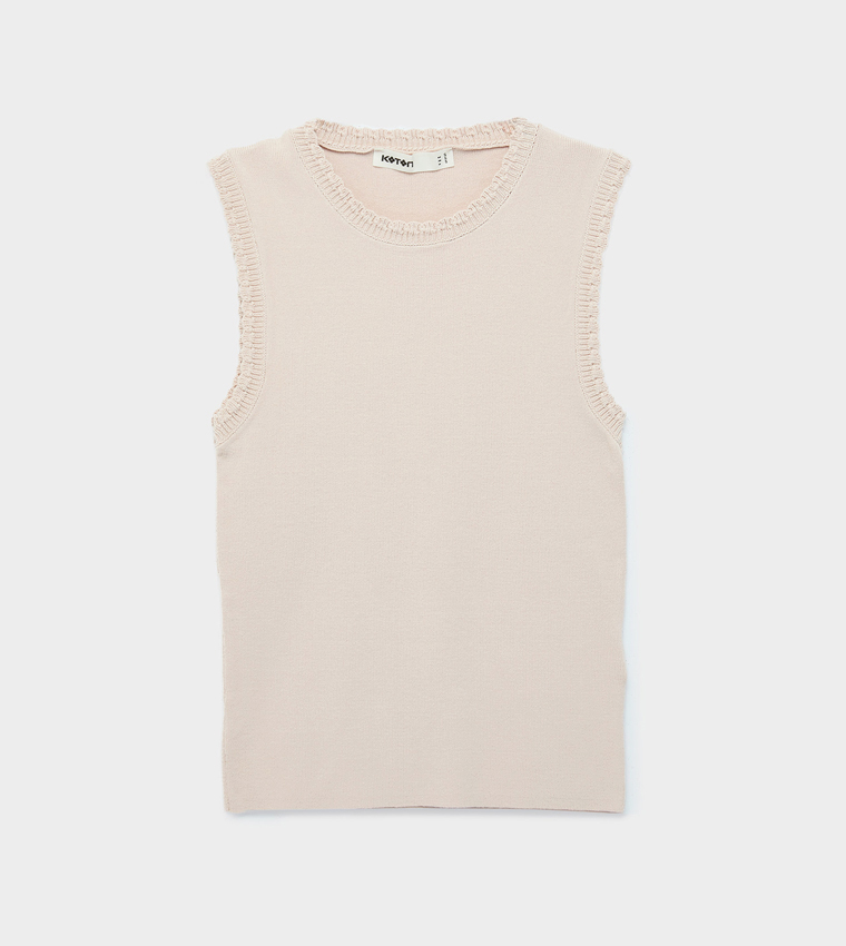كوتون  توبات بلا أكمام  - وردي Sleeveless Tops