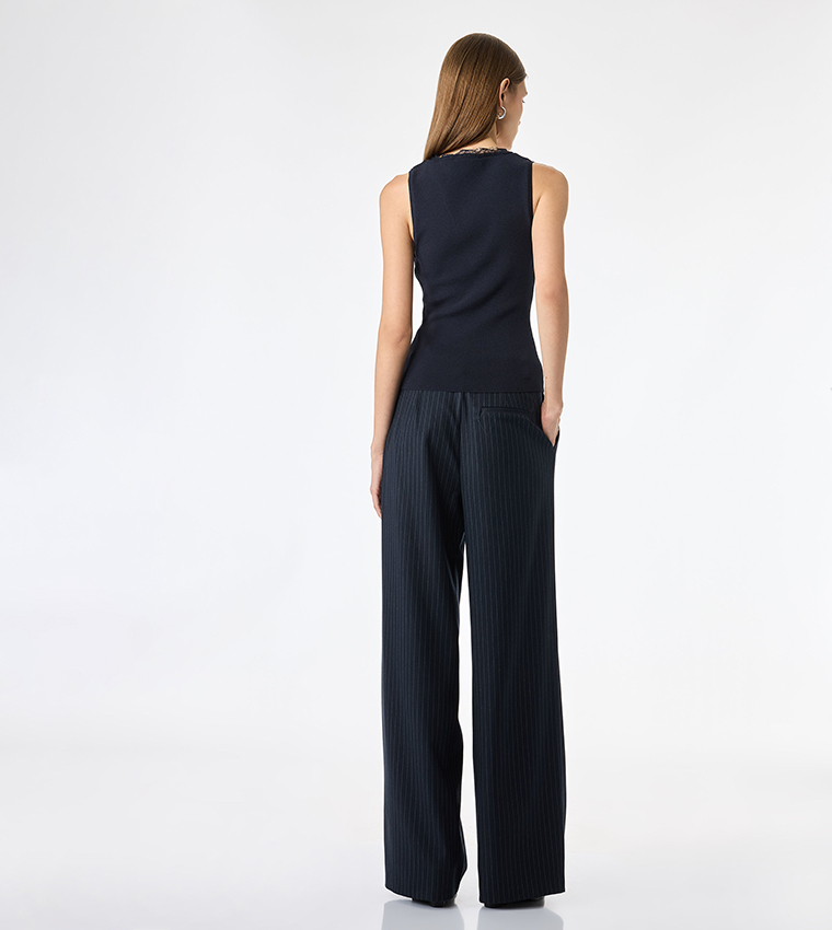 كوتون  توبات بلا أكمام  - كحلي Sleeveless Tops
