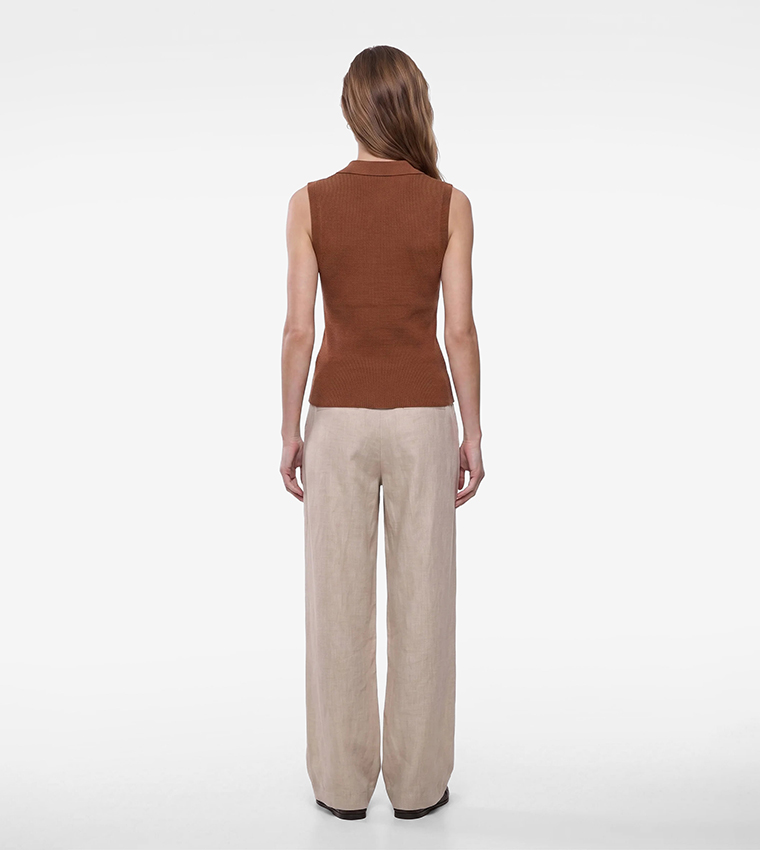 كوتون  توبات بلا أكمام  - بني  Sleeveless Tops