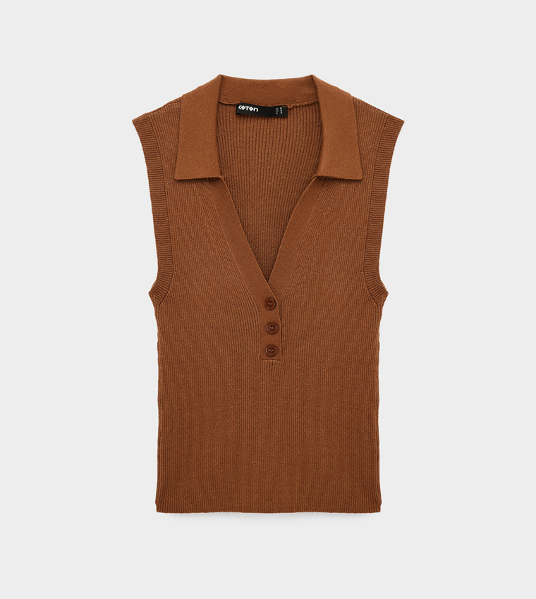 كوتون  توبات بلا أكمام  - بني  Sleeveless Tops