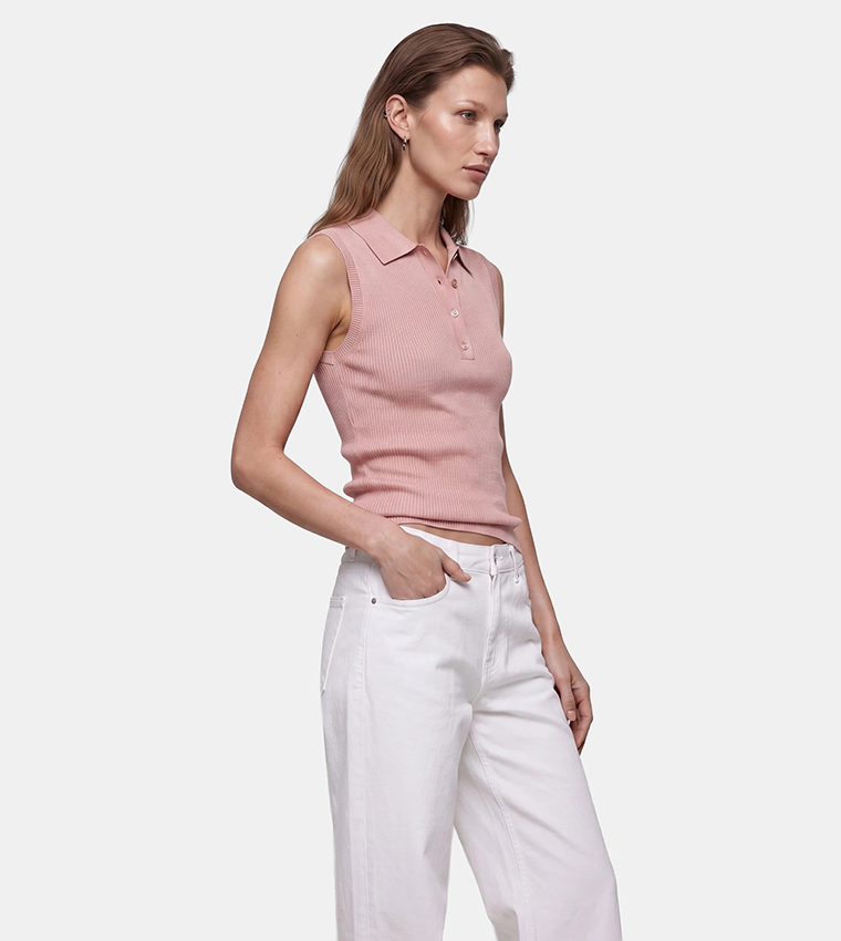 كوتون  توبات بلا أكمام  - وردي Sleeveless Tops