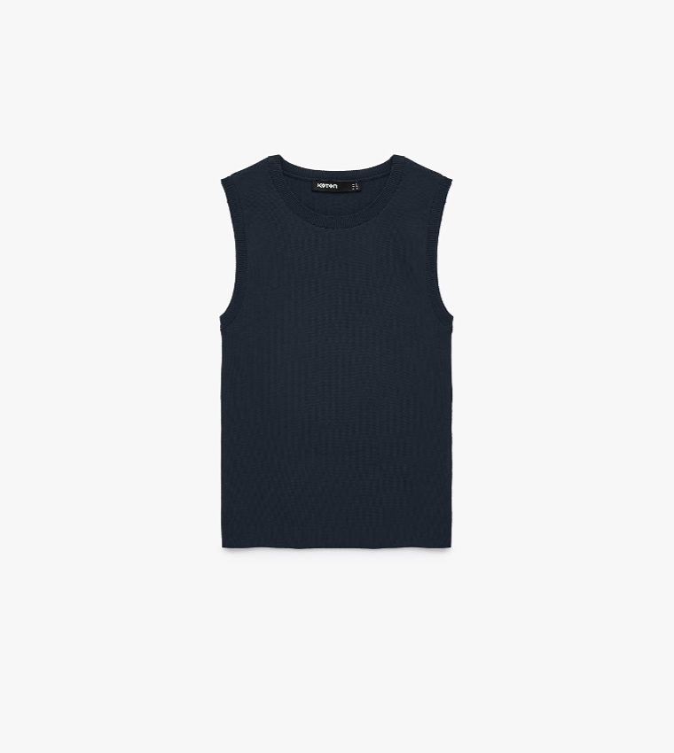 كوتون  توبات بلا أكمام  - كحلي Sleeveless Tops