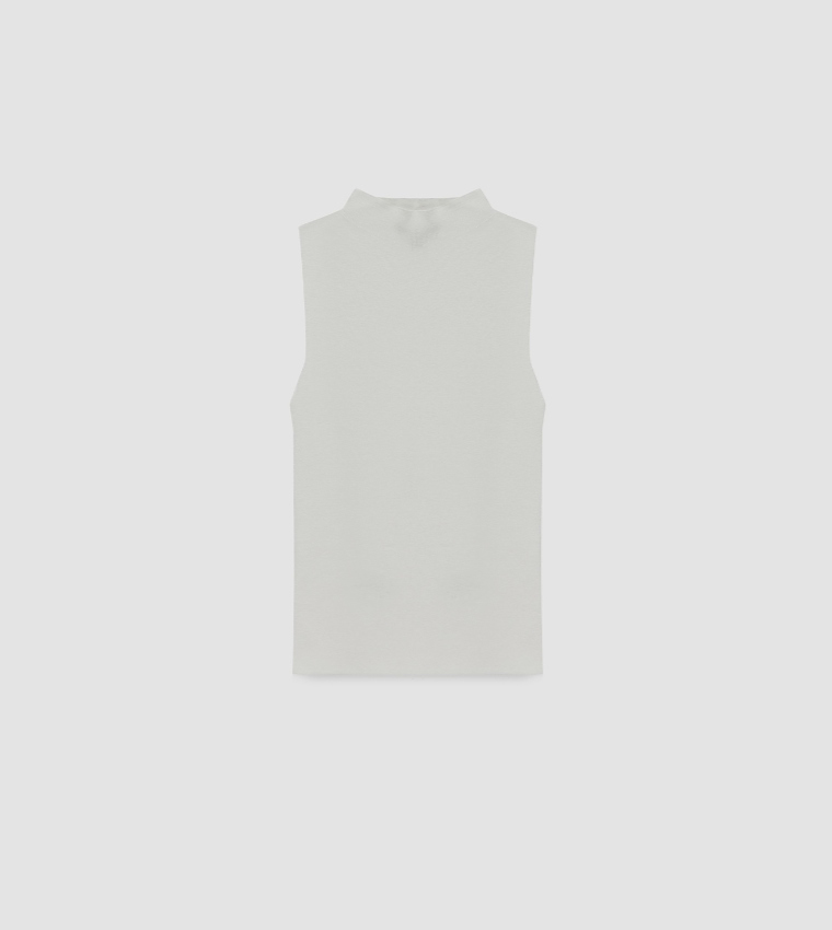 Solid Mock Neck Sleeveless Top