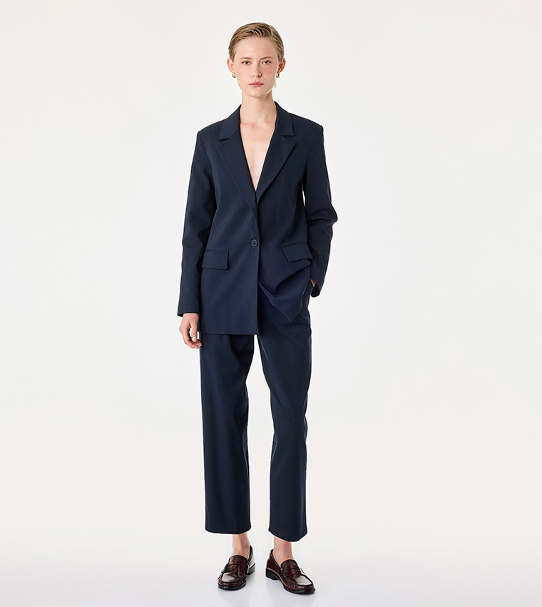 Solid Straight Fit Trousers