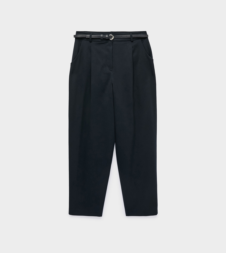 Solid Straight Fit Trousers