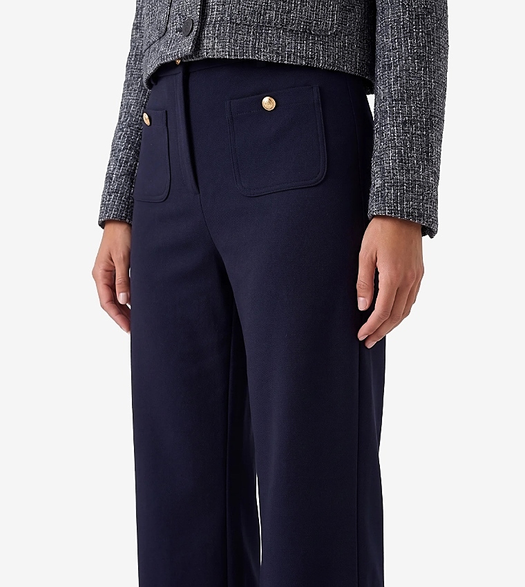 Solid Wide Leg Trousers