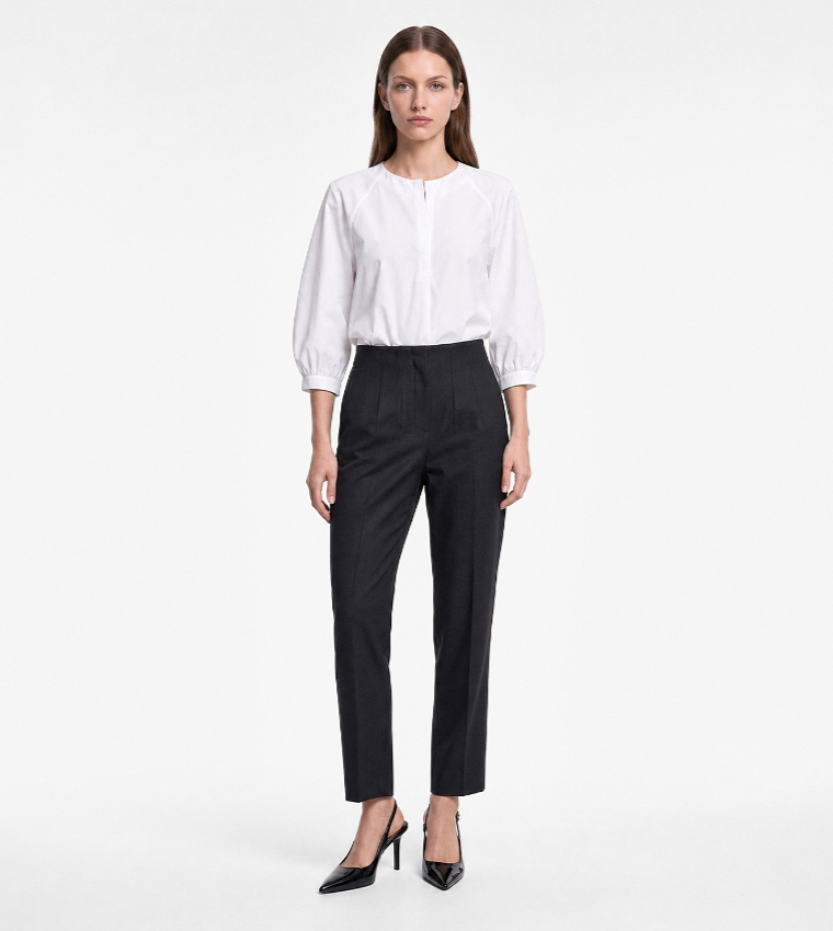 كوتون  بناطيل رسمية - رمادي Casual Tops