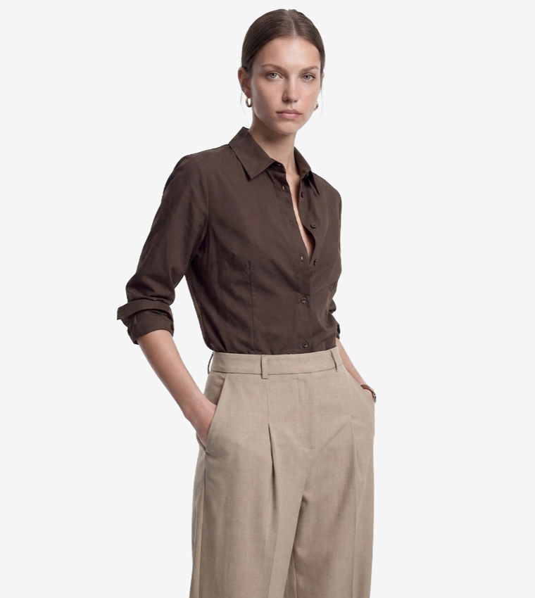 كوتون  بناطيل كاجوال  - بيج Casual Tops