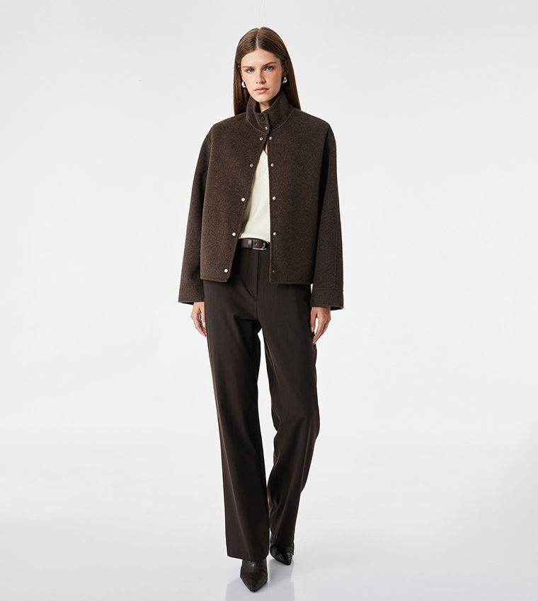 Solid Straight Fit Trousers