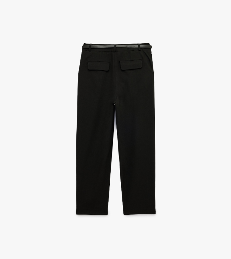 Solid Tapered Fit Trousers