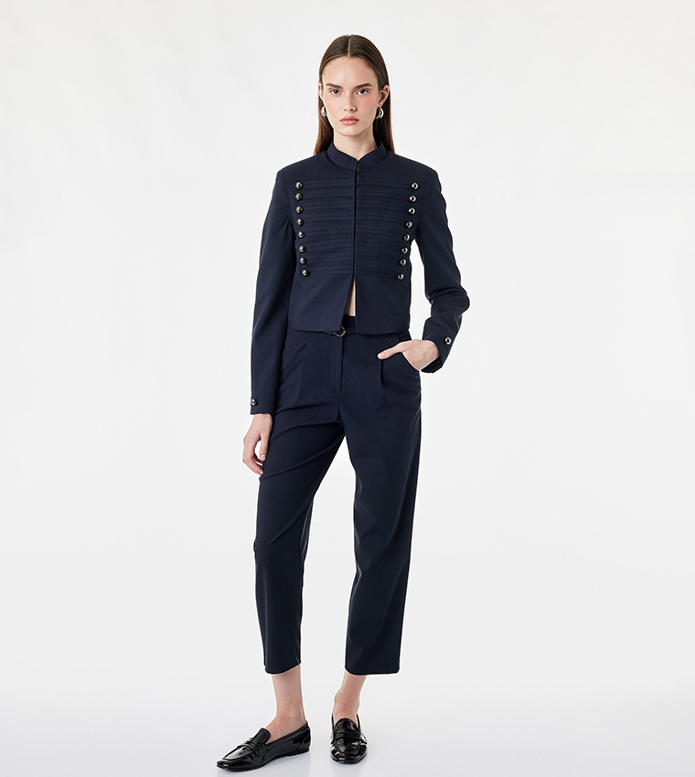 Solid Tapered Fit Formal Pants