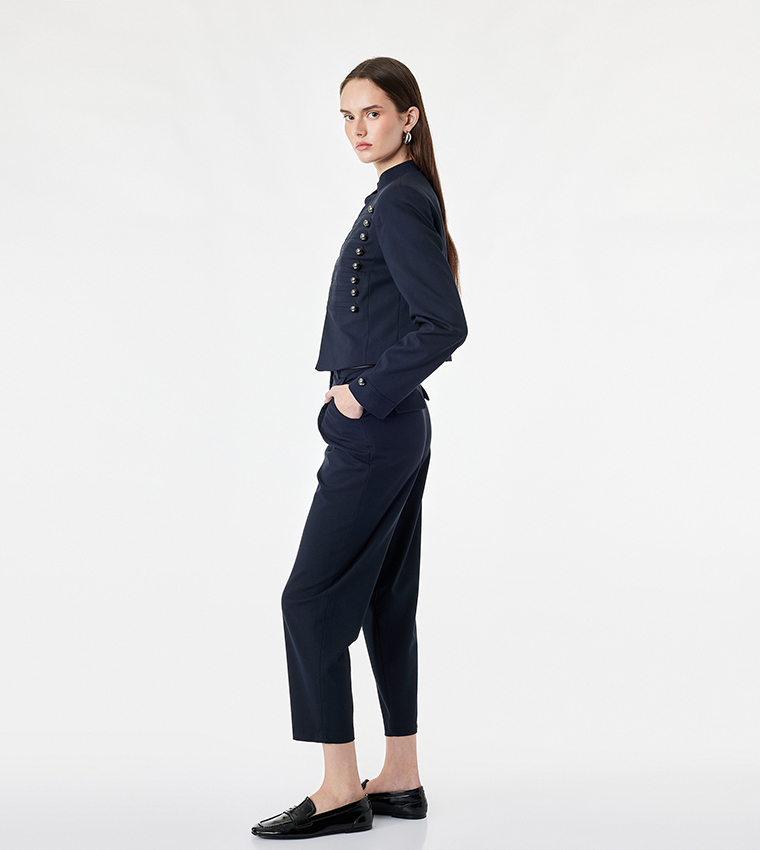 Solid Tapered Fit Formal Pants