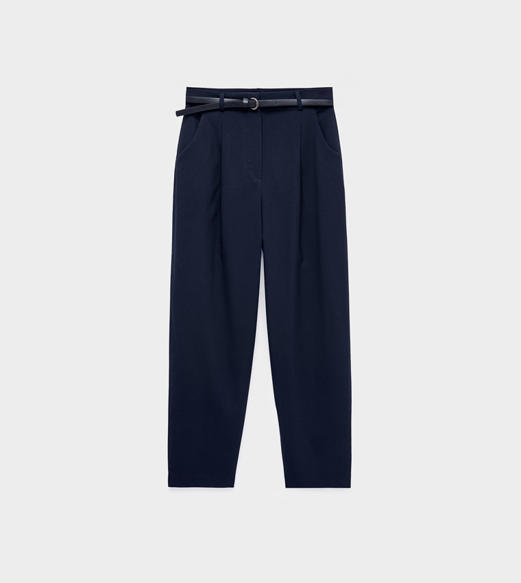 Solid Tapered Fit Formal Pants