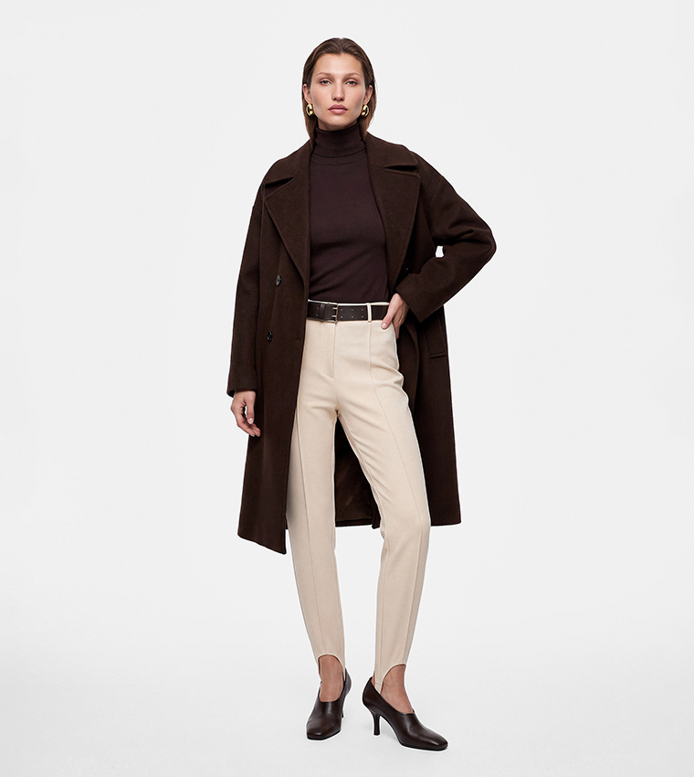 Solid Slim Fit Belted Formal Pants