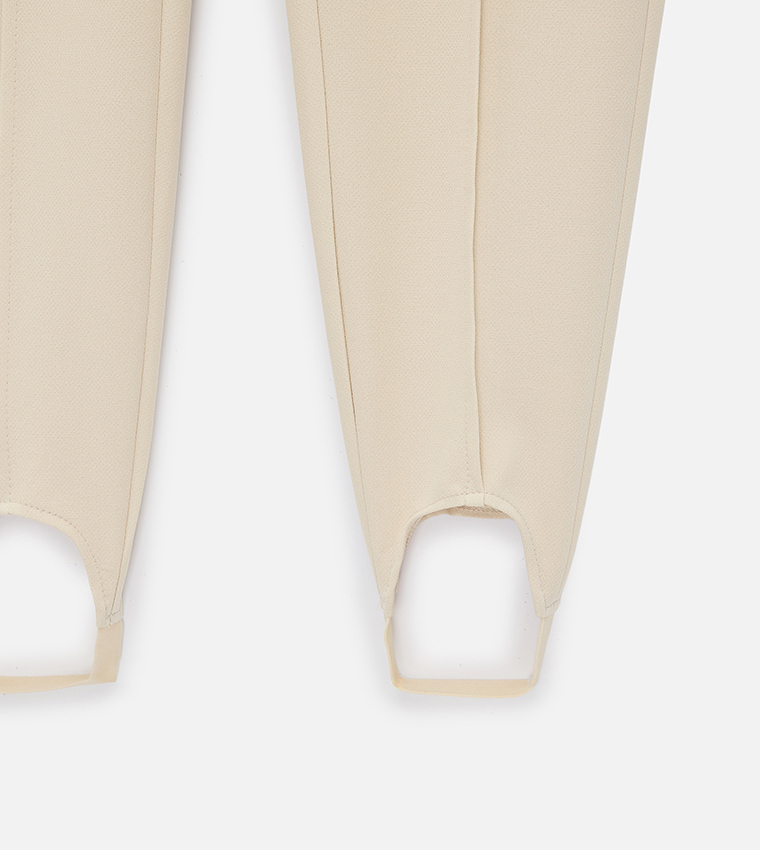 Solid Slim Fit Belted Formal Pants