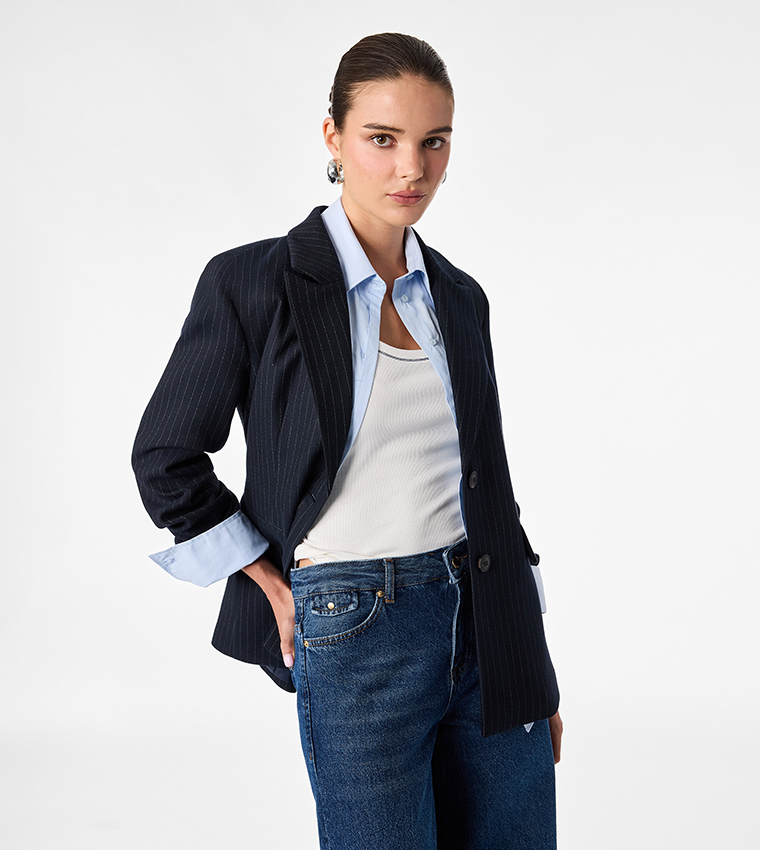 Striped Double-Breasted Blazer