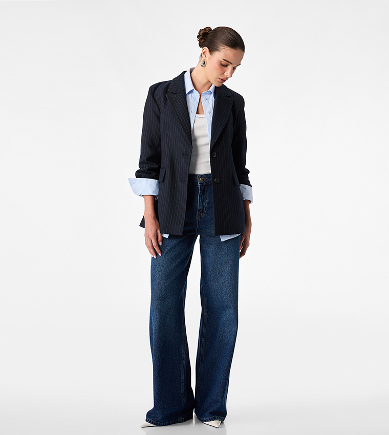 Striped Double-Breasted Blazer