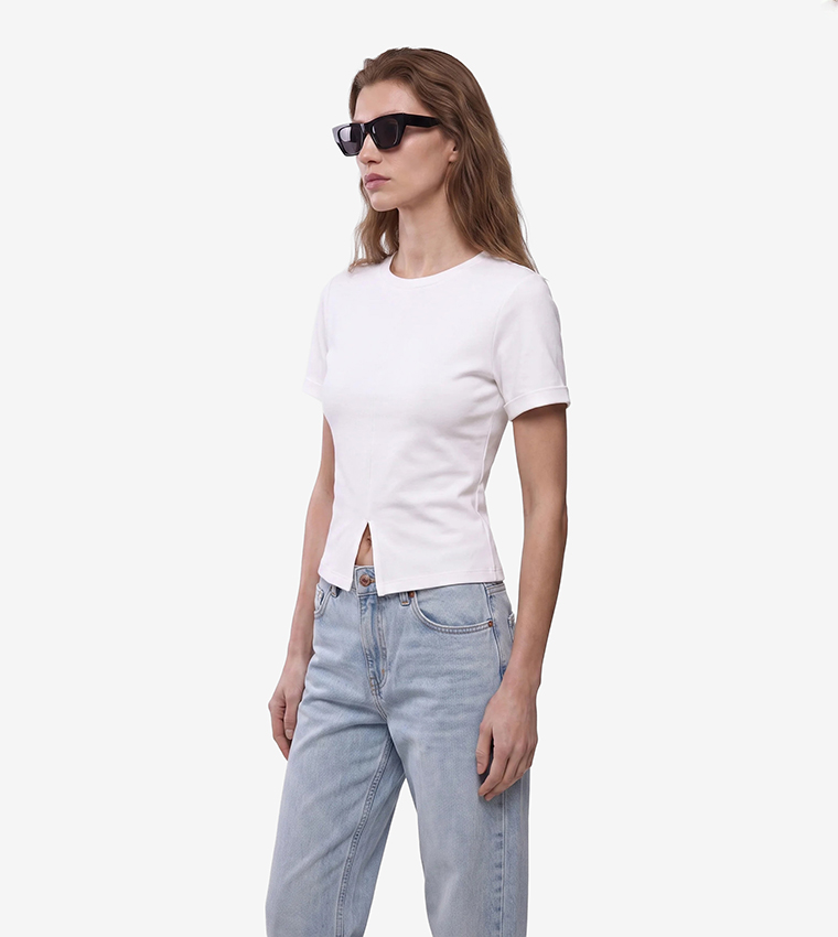 كوتون  تيشيرتات  كم قصير  - أبيض Short Sleeve T-Shirts
