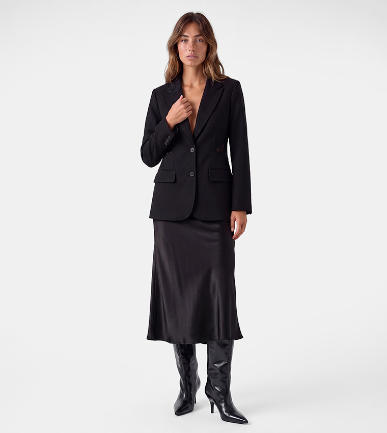 Lace Back Single-Breasted Blazer