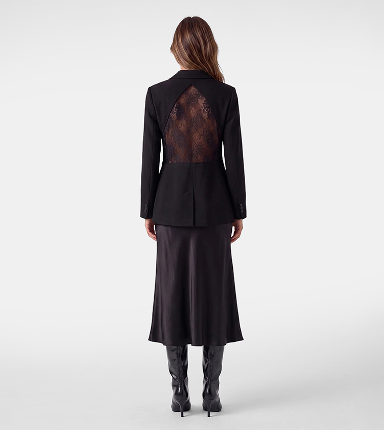 Lace Back Single-Breasted Blazer
