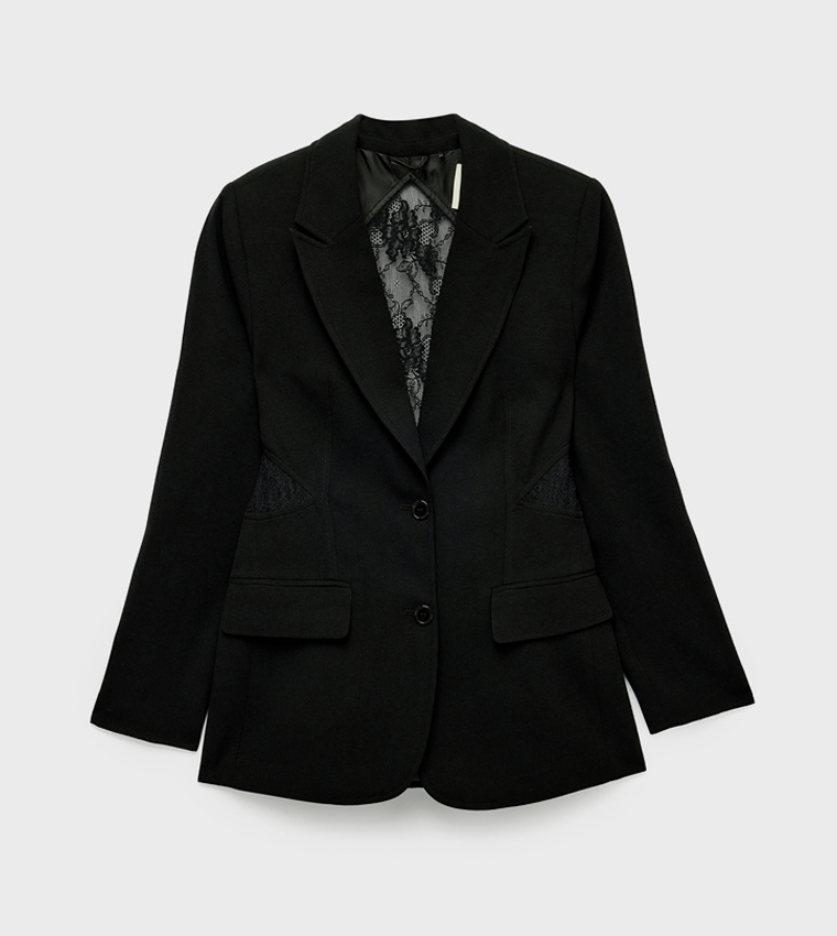 Lace Back Single-Breasted Blazer