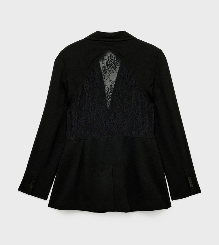 Lace Back Single-Breasted Blazer